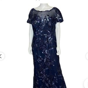 NWT "La Femme" blue elegant sexy evening gown w/sequines